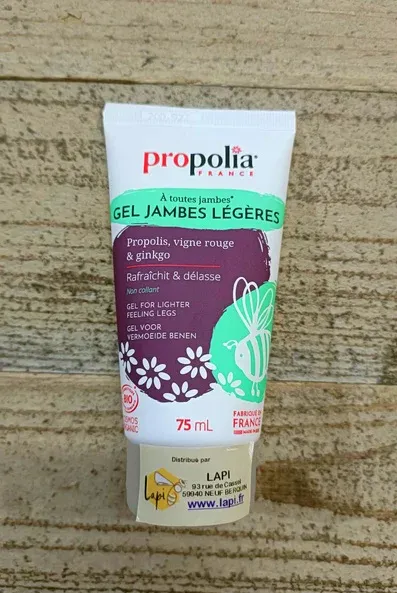 Gel Jambes Légères BIO propolis et vigne rouge tube 75ml – Propolia