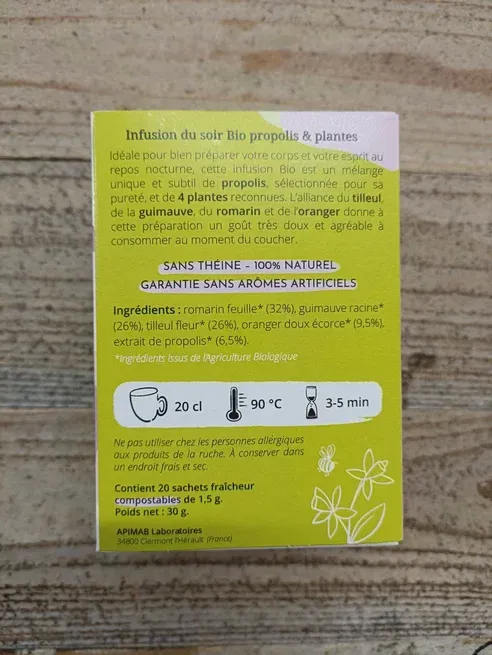 Infusion Détente et Nuit BIO 20 Sachets – Propolia – Image 2