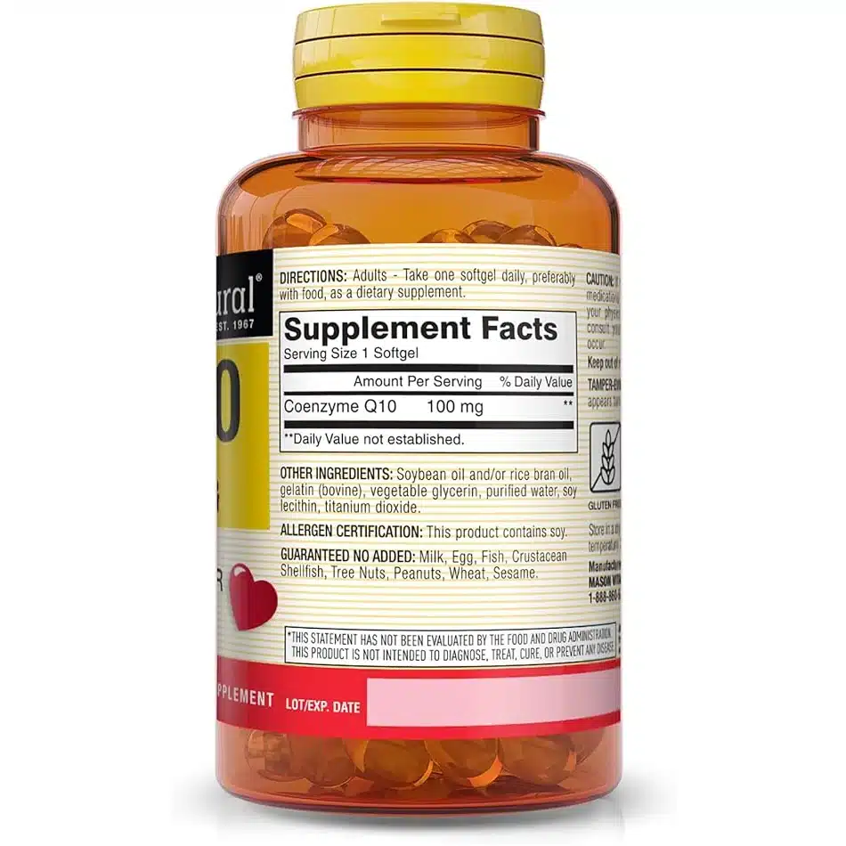 Co Q 10 100 mg – 60 gélules – Mason Natural – Image 2