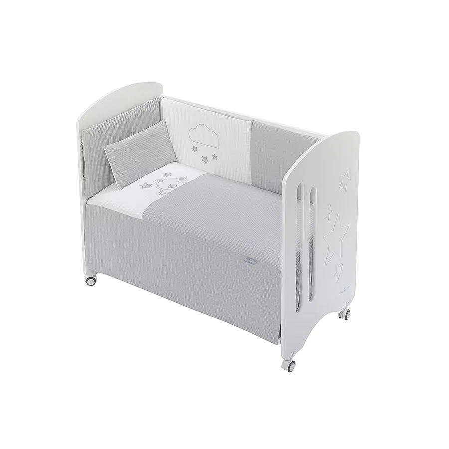 Interbaby Set 3 Pcs Lit 60X120 (Edredon+Tour DeLit+Oreiller)-Coton NidD’Abeille-Mod.Viggo-Gris