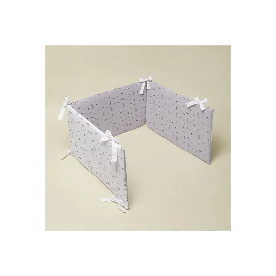 Interbaby Set 3 Pcs Pour Lit Bébé Grand 70X140(Couette+Tour DeLit+Oreiller)-Jersey-Mod.Tipi Oso-Gris – Image 9