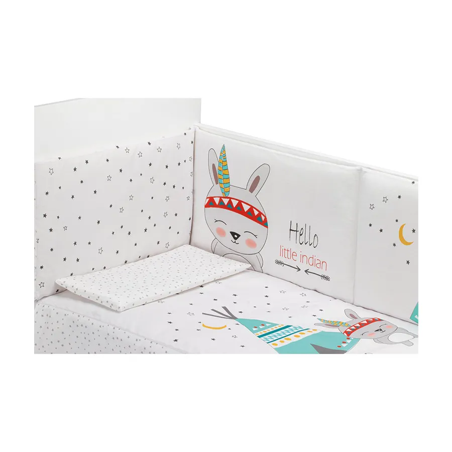 Interbaby Set 3 Pcs Pour Lit Bébé 60X120 (Couette+TourDe Lit+Oreiller)-Jersey-Mod.Tipi Oso-Blanc – Image 9