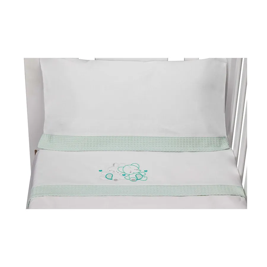 Interbaby Parure Lit 60X120 ( Drap 152X102 + Drap Dessous 120X60X12 + Coussin 60X30 )Vert – Image 5